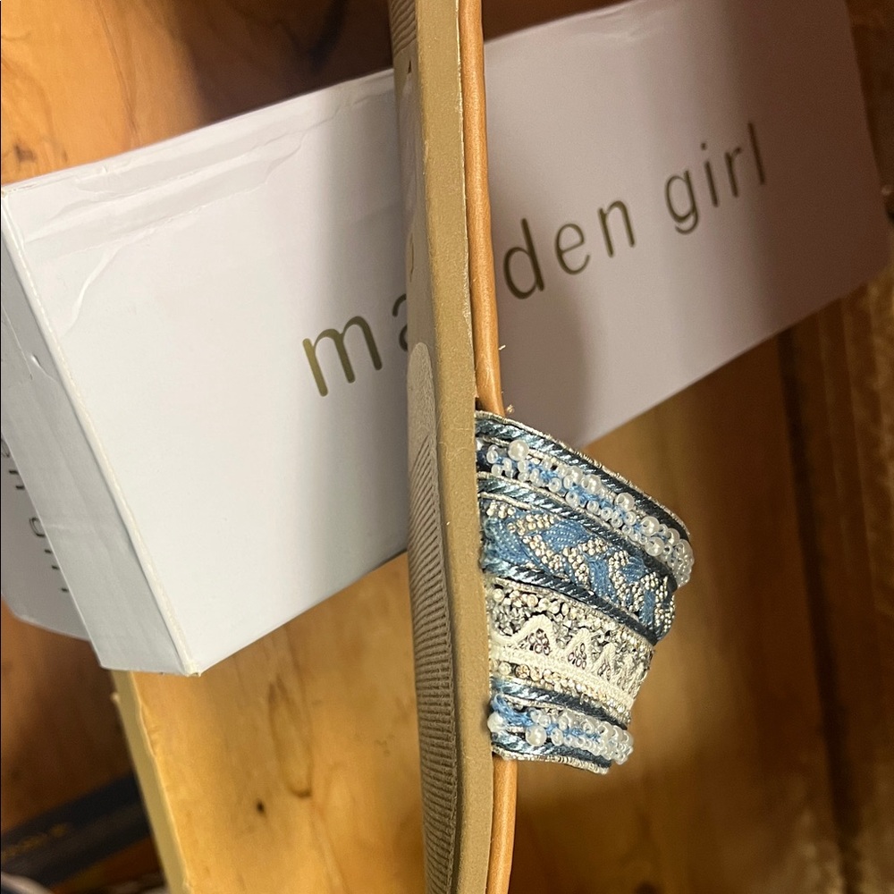 Madden Girl Blue and Tan Embroidered Sandals - Picture 2 of 3